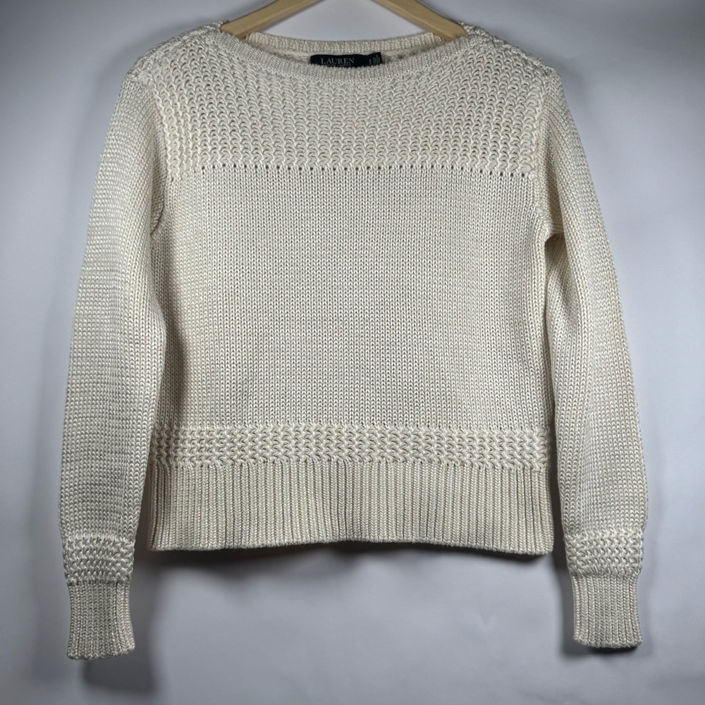 Lauren Ralph Lauren Textured Knit Cream Sweater – Size Small